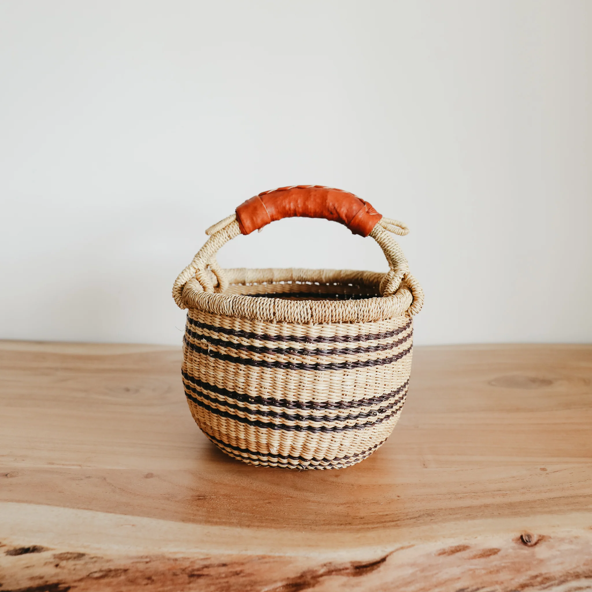 Small Bolga Basket - Blue Stripes - Image 3