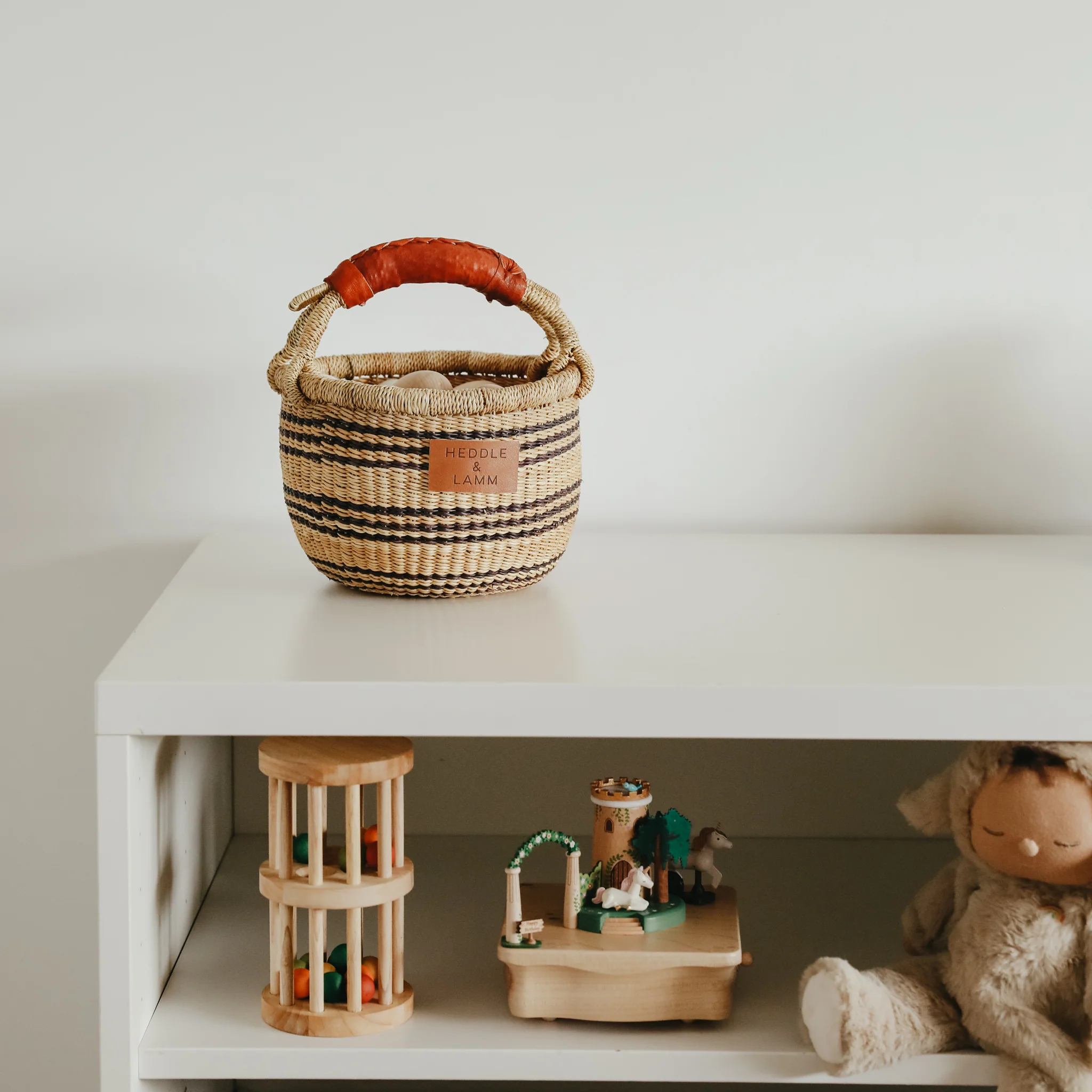 Small Bolga Basket - Blue Stripes - Image 6