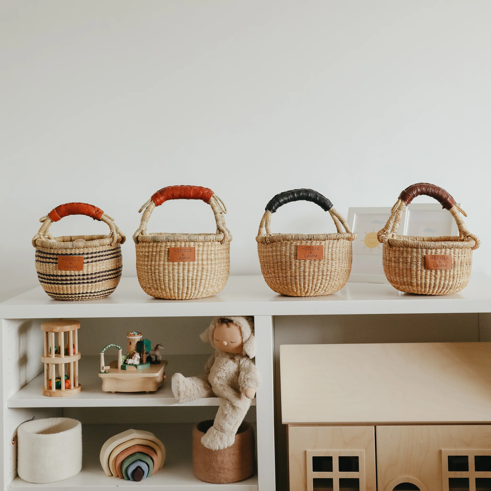 Small Bolga Basket - Blue Stripes - Image 7