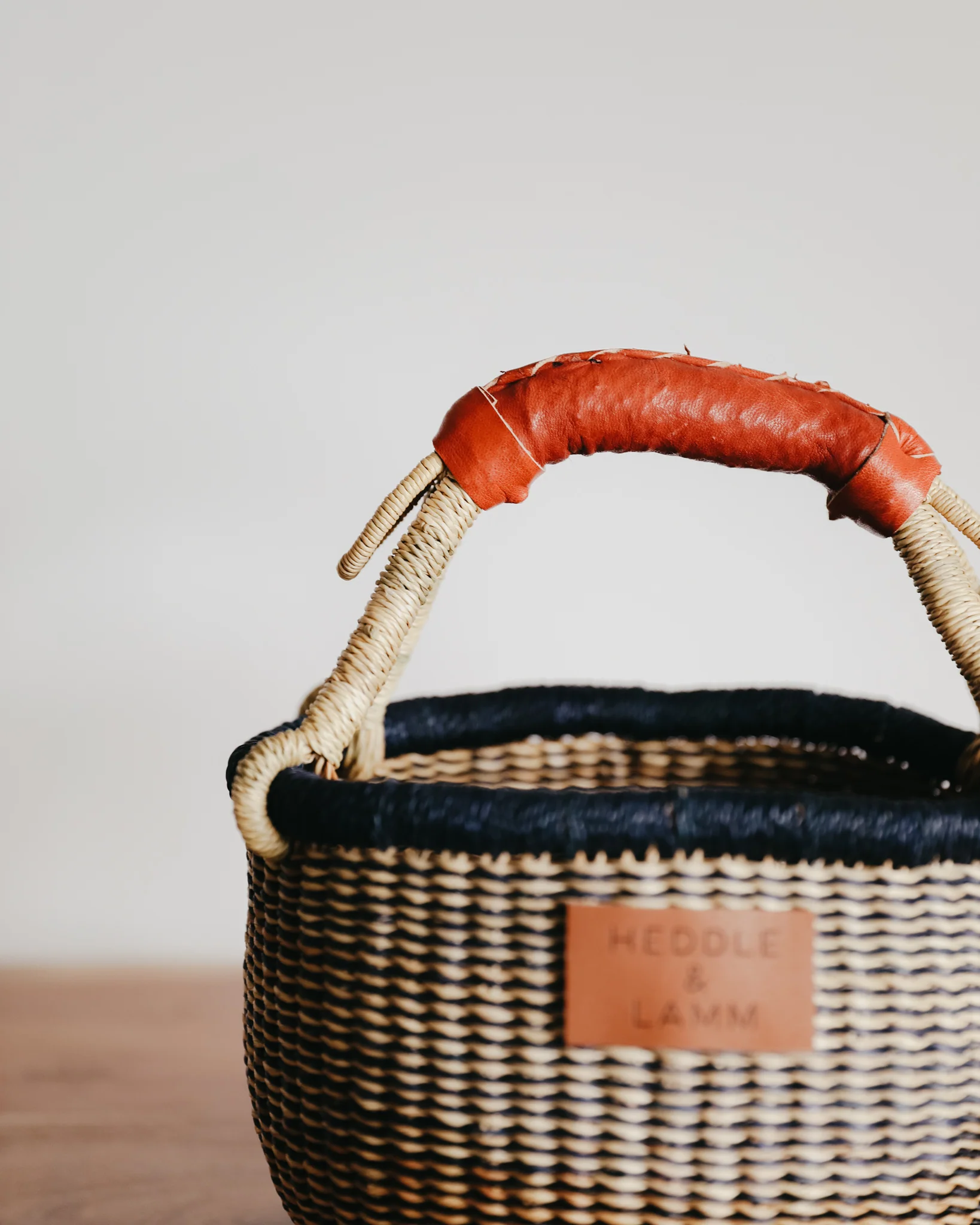 Small Bolga Basket - Blue with Natural Stripes - Image 2