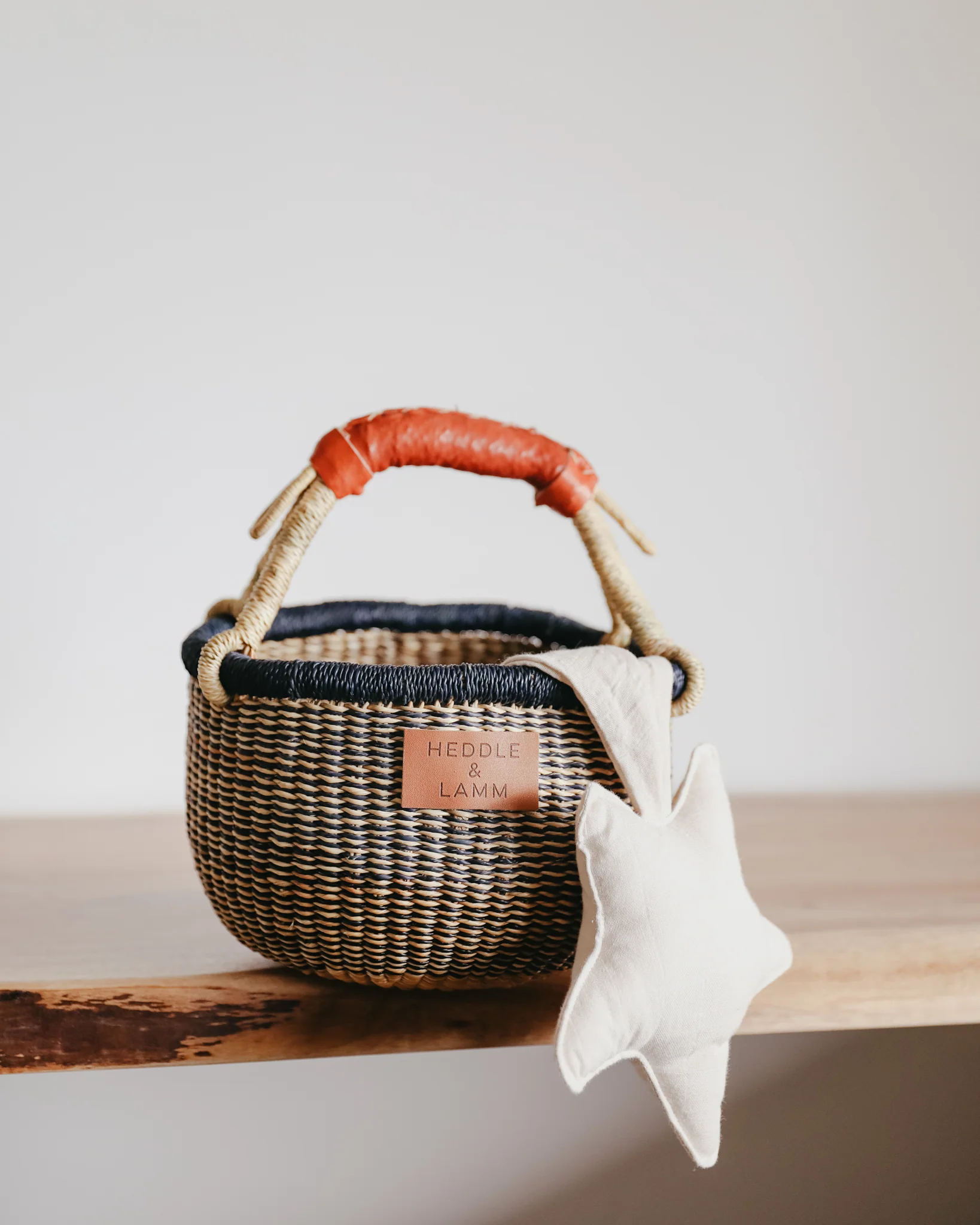 Small Bolga Basket - Blue with Natural Stripes - Image 4