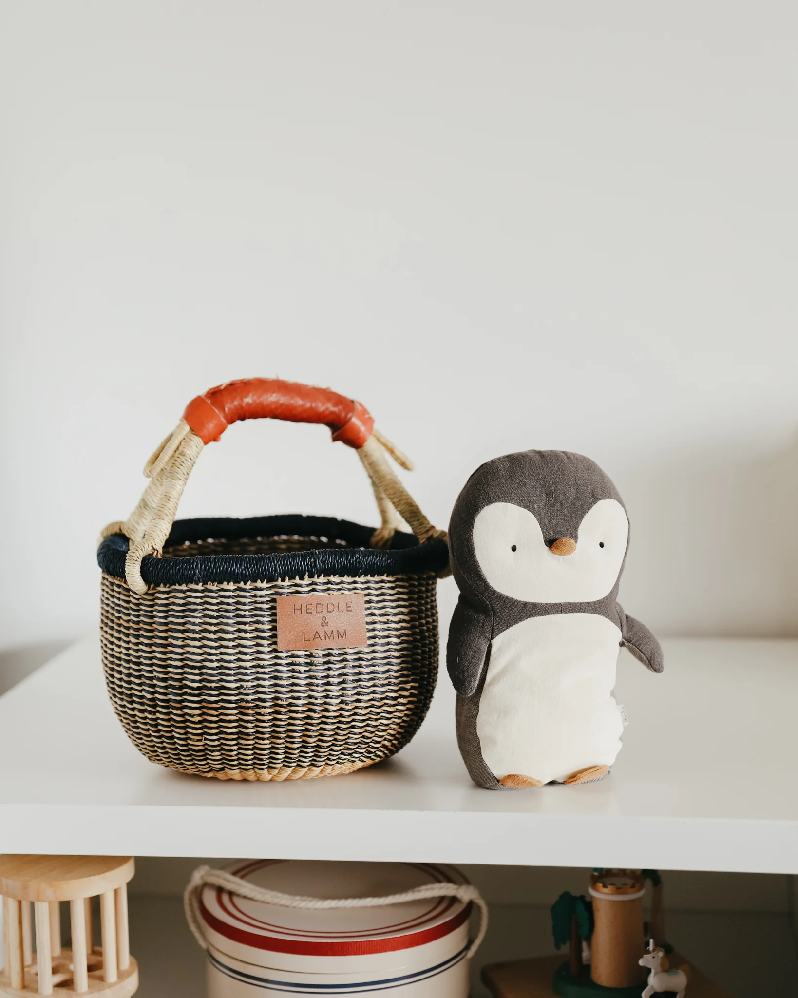 Small Bolga Basket - Blue with Natural Stripes - Image 5