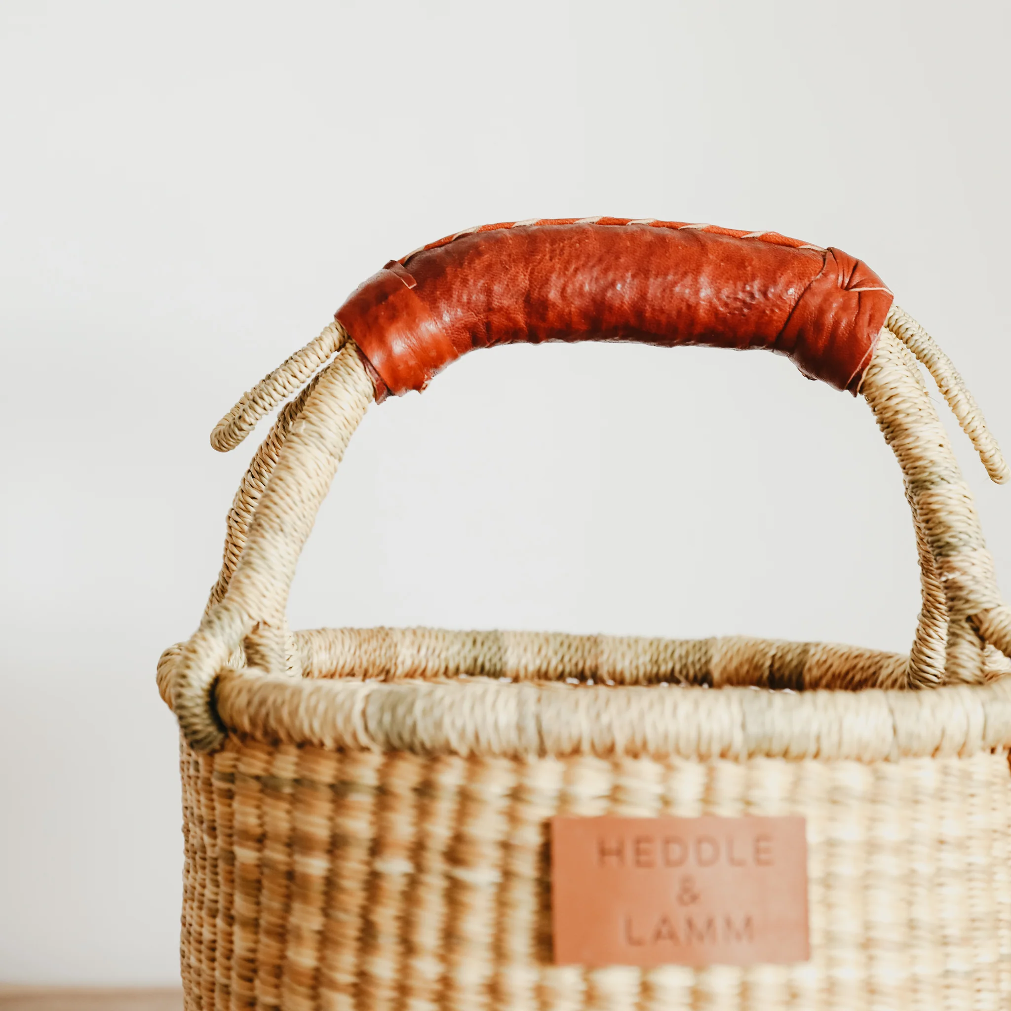 Small Bolga Basket - Brown Handle - Image 2