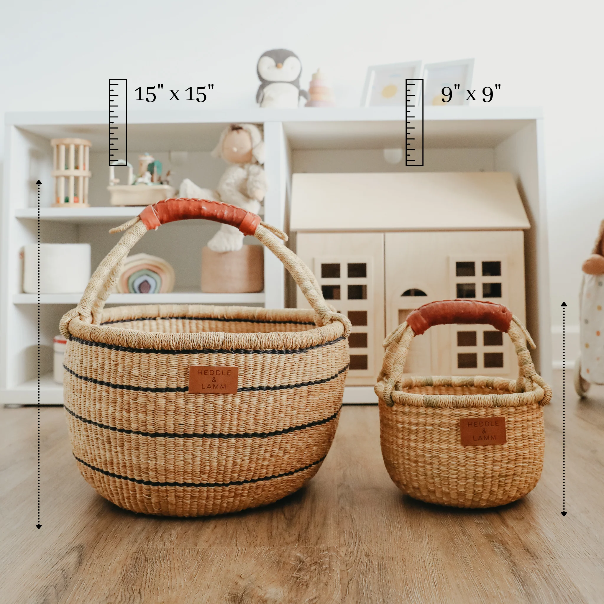 Small Bolga Basket - Brown Handle - Image 8