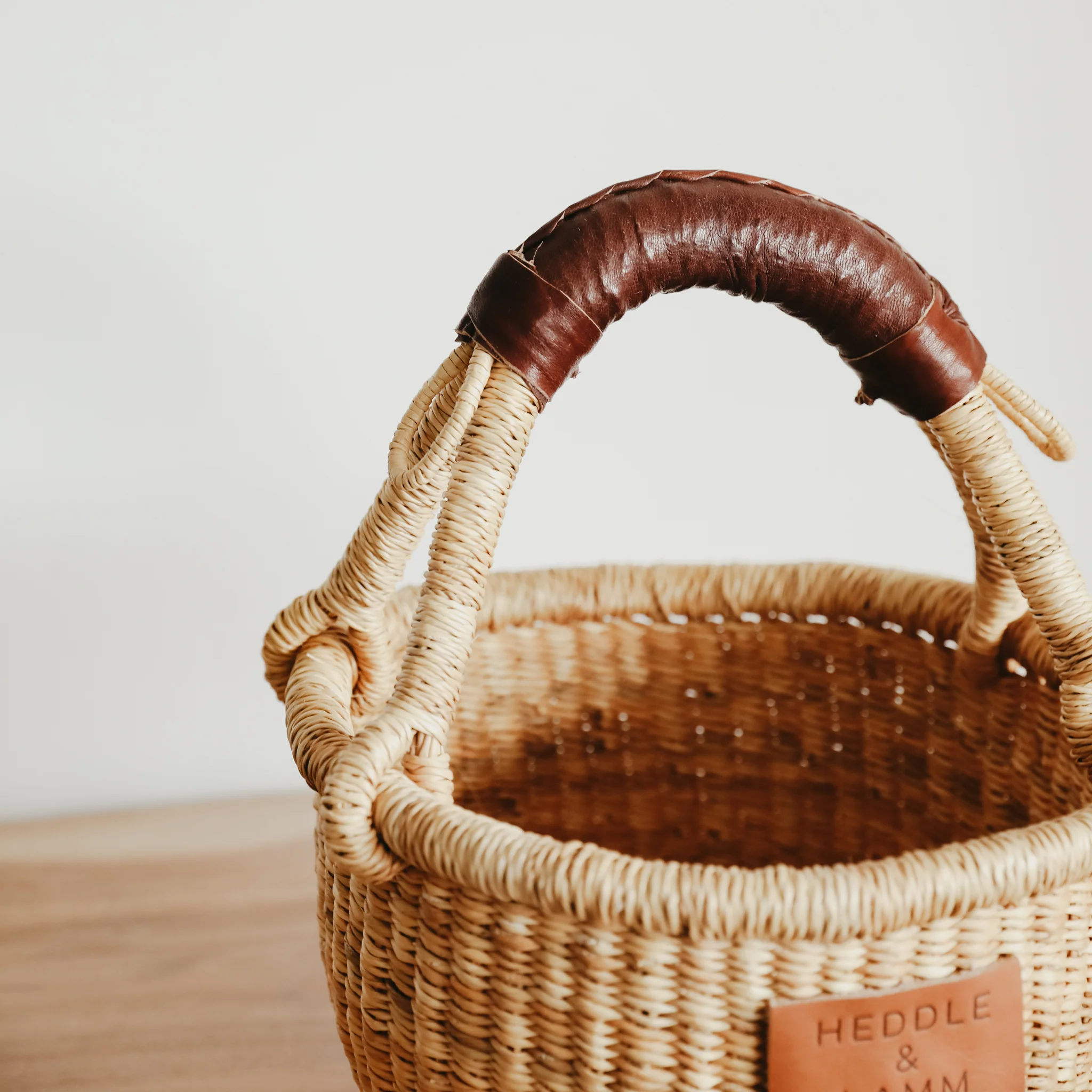 Small Bolga Basket - Dark Brown Handle - Image 2