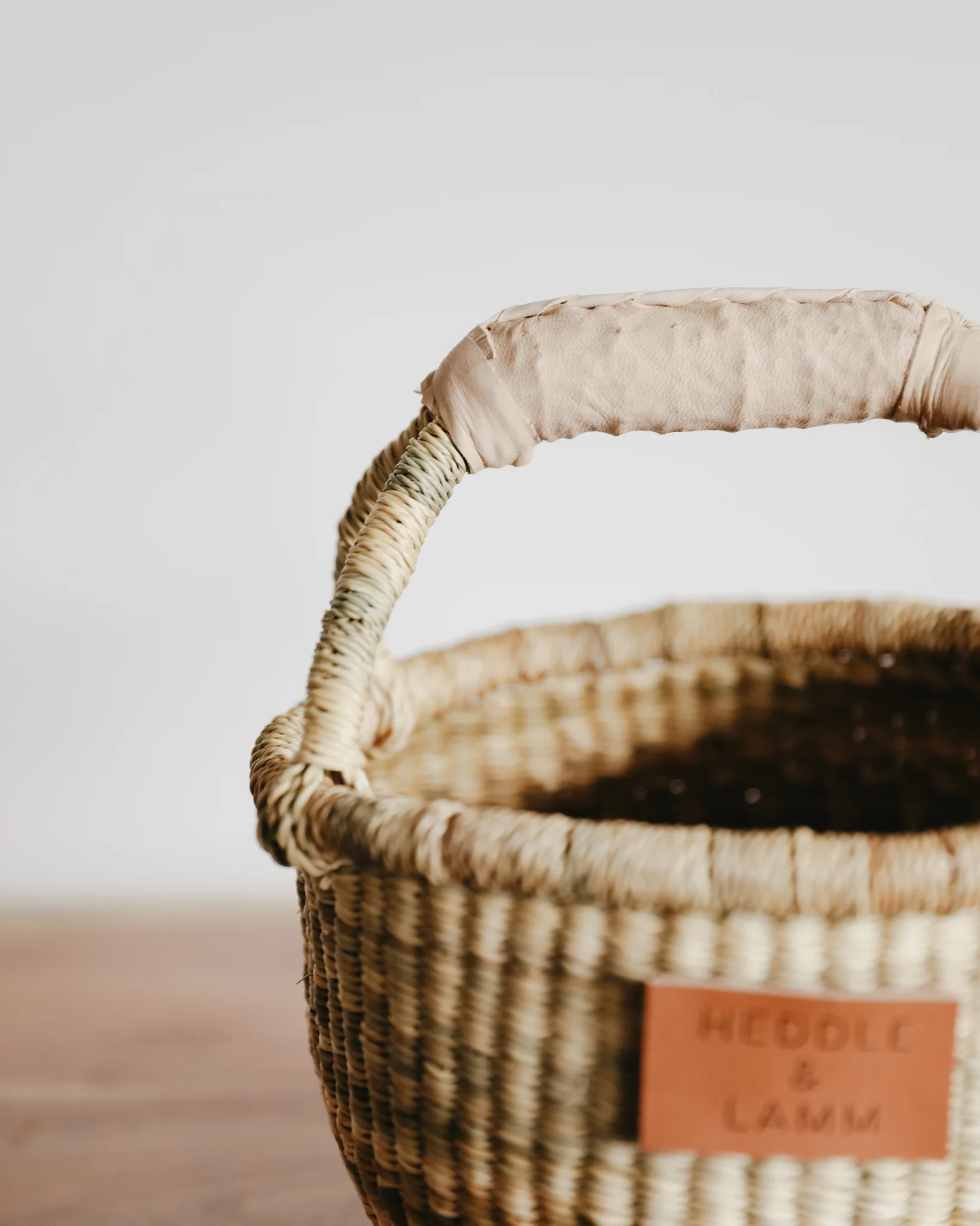 Small Bolga Basket - White Handle - Image 2