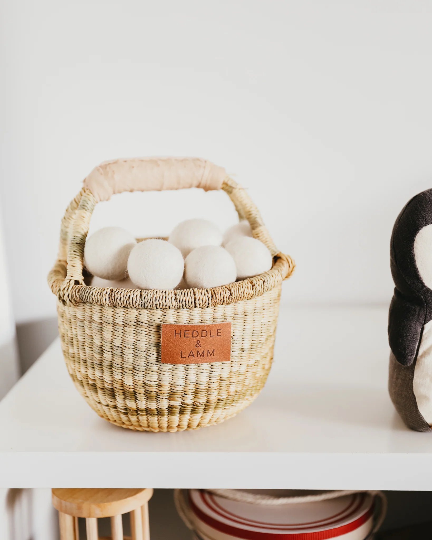 Small Bolga Basket - White Handle - Image 4