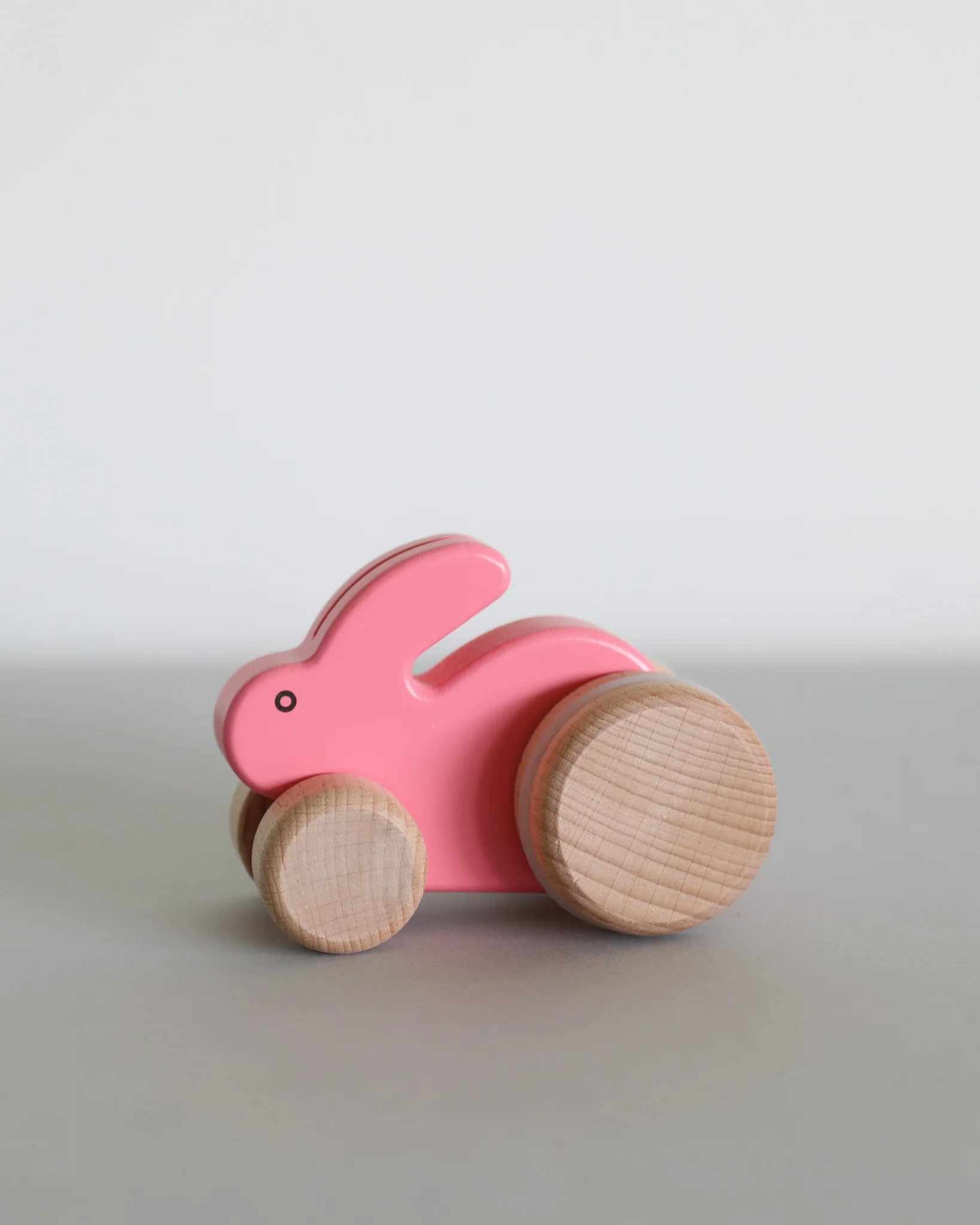 Small Hopping Wooden Rabbit - Pink - Image 3