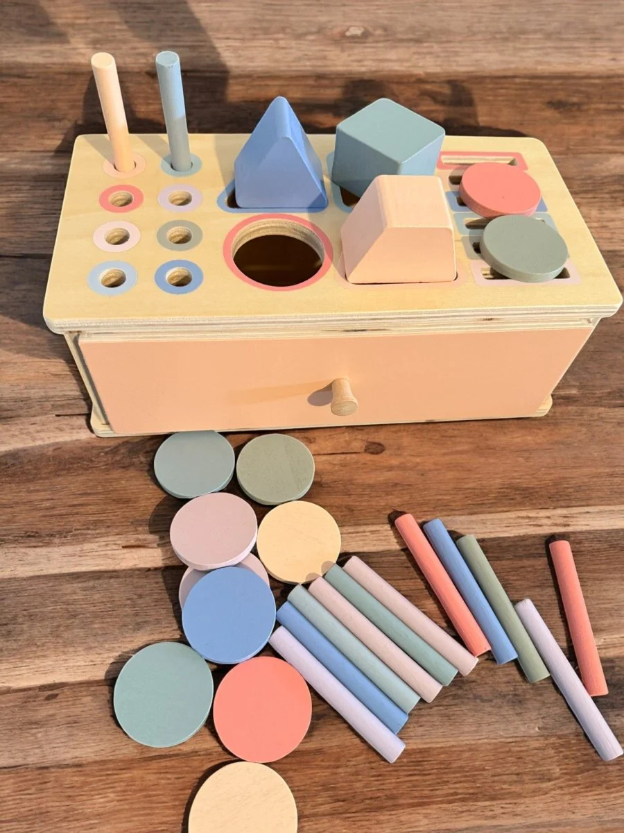 Wooden 3-in-1 Sorting Box: Montessori Shape Sorter Toy for Sensory Development - Image 4