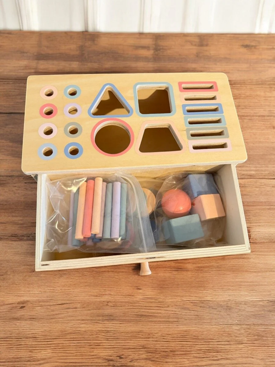 Wooden 3-in-1 Sorting Box: Montessori Shape Sorter Toy for Sensory Development - Image 5