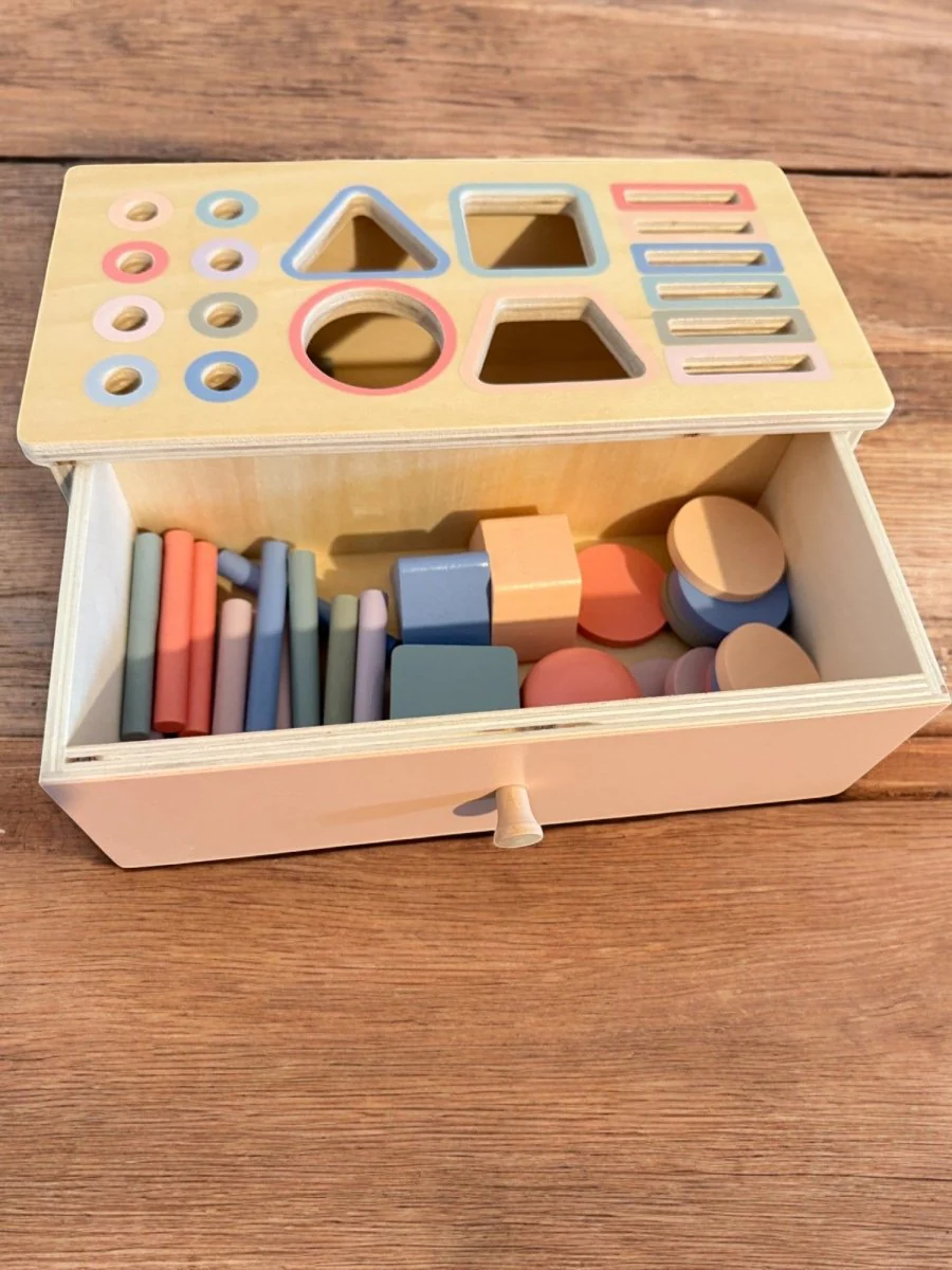 Wooden 3-in-1 Sorting Box: Montessori Shape Sorter Toy for Sensory Development - Image 6