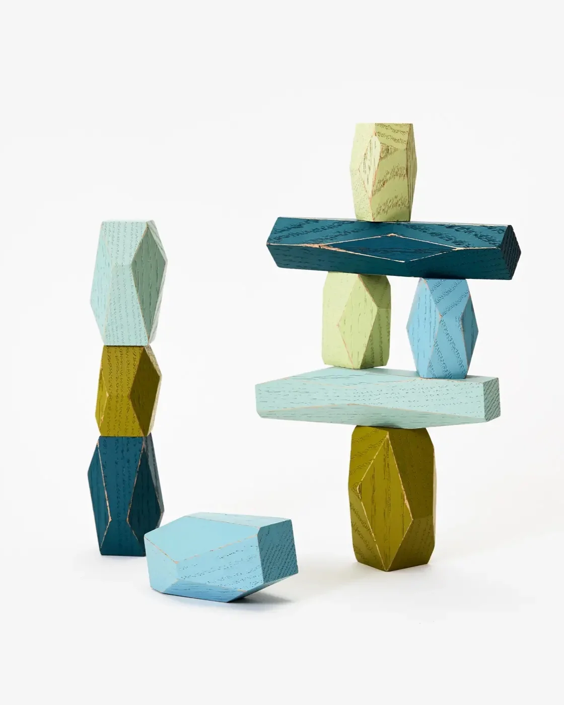 Wooden Balancing Blocks - Ocean colors - Image 2