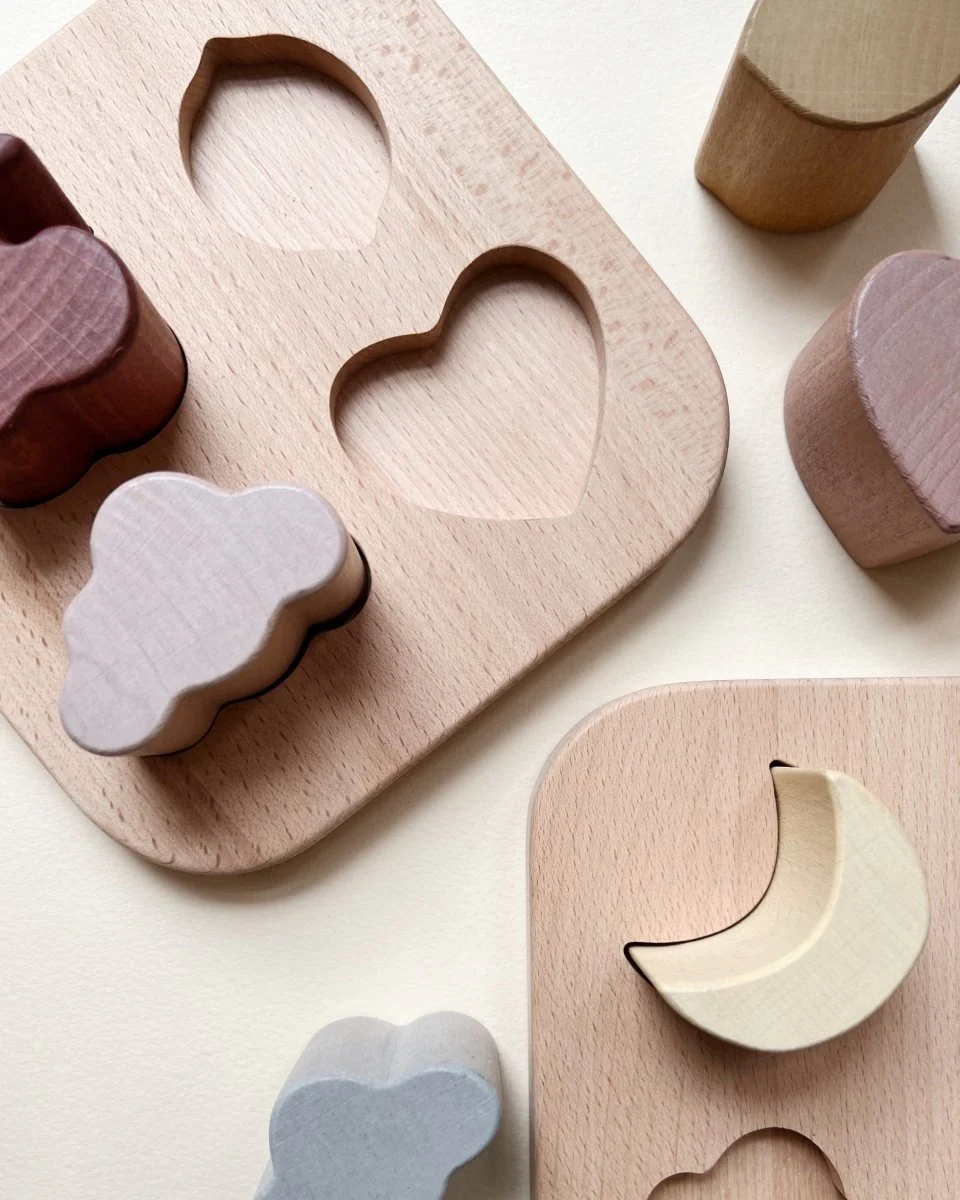 Konges Sloejd | Wooden Chunky Shape Puzzle - Sky - Image 4