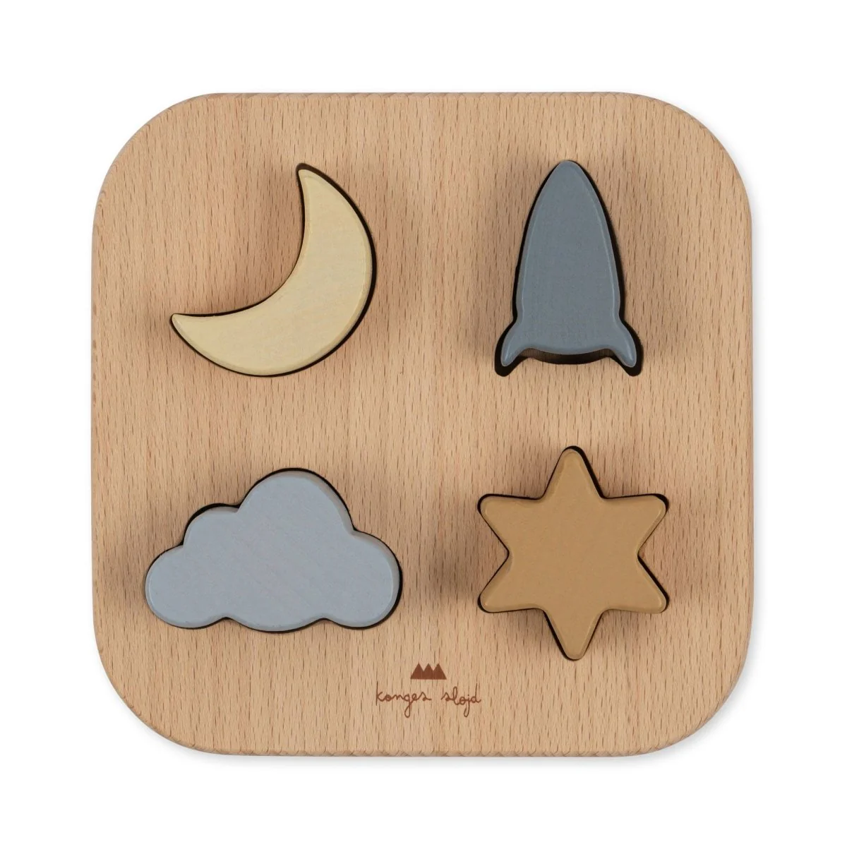 Konges Sloejd | Wooden Chunky Shape Puzzle - Sky - Image 5