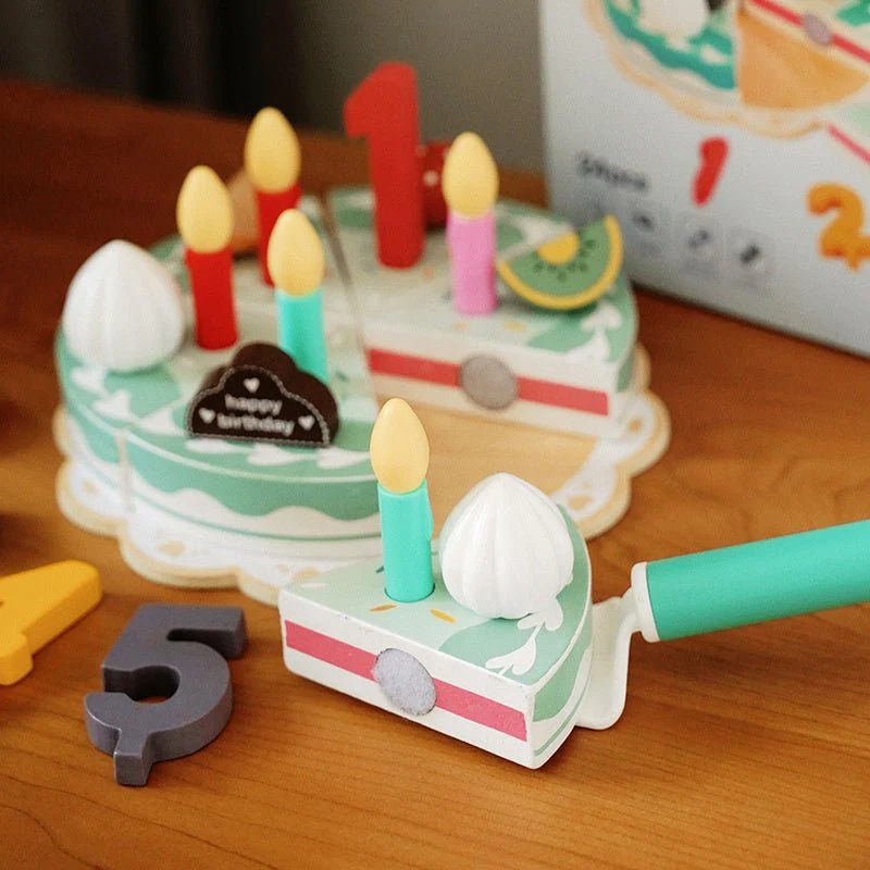 Wooden Key Lime Birthday Cake Playset: Montessori Pretend Play Toy - Image 5