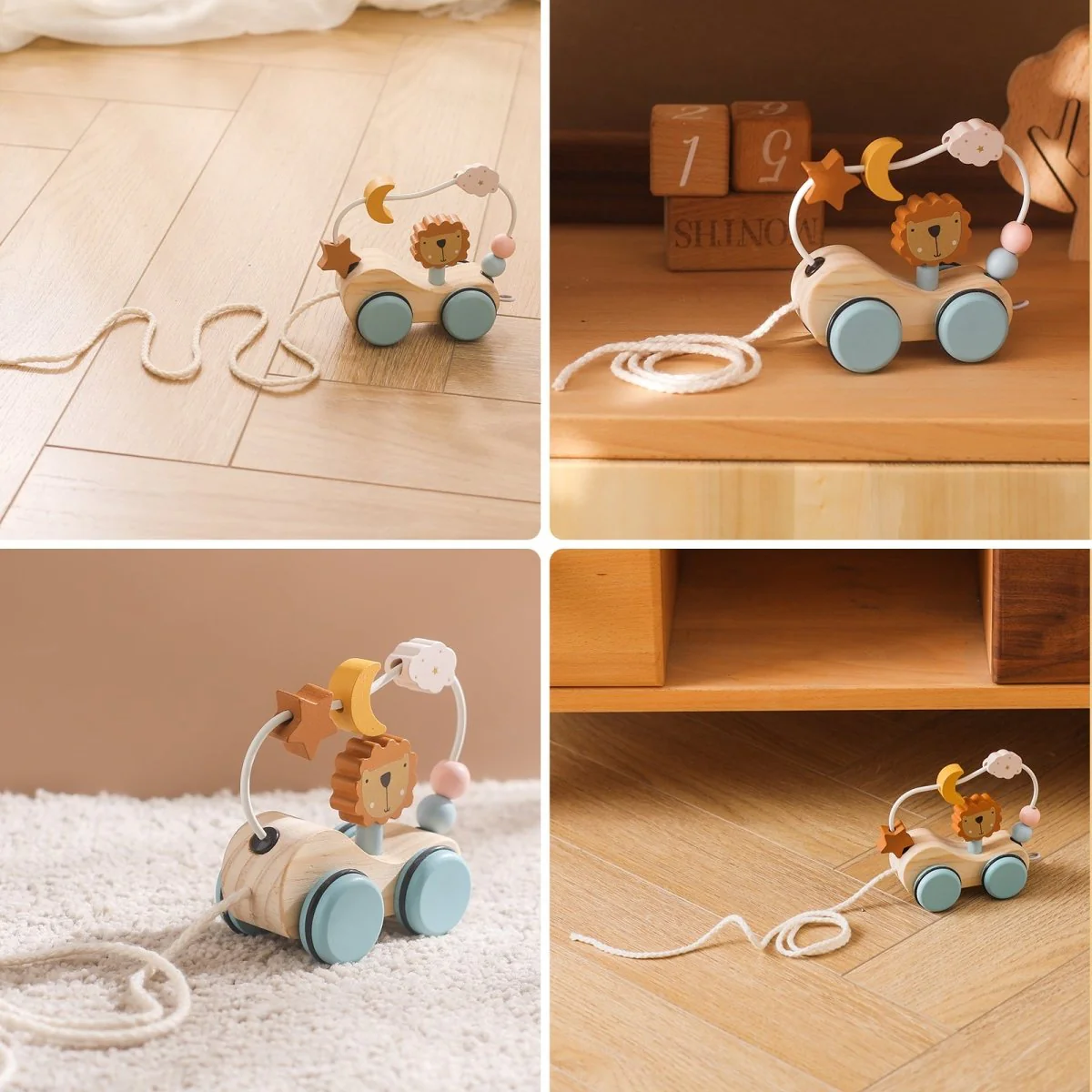 Wooden Lion Pull Toy: Montessori Sensory Toy for Motor Development - Image 4