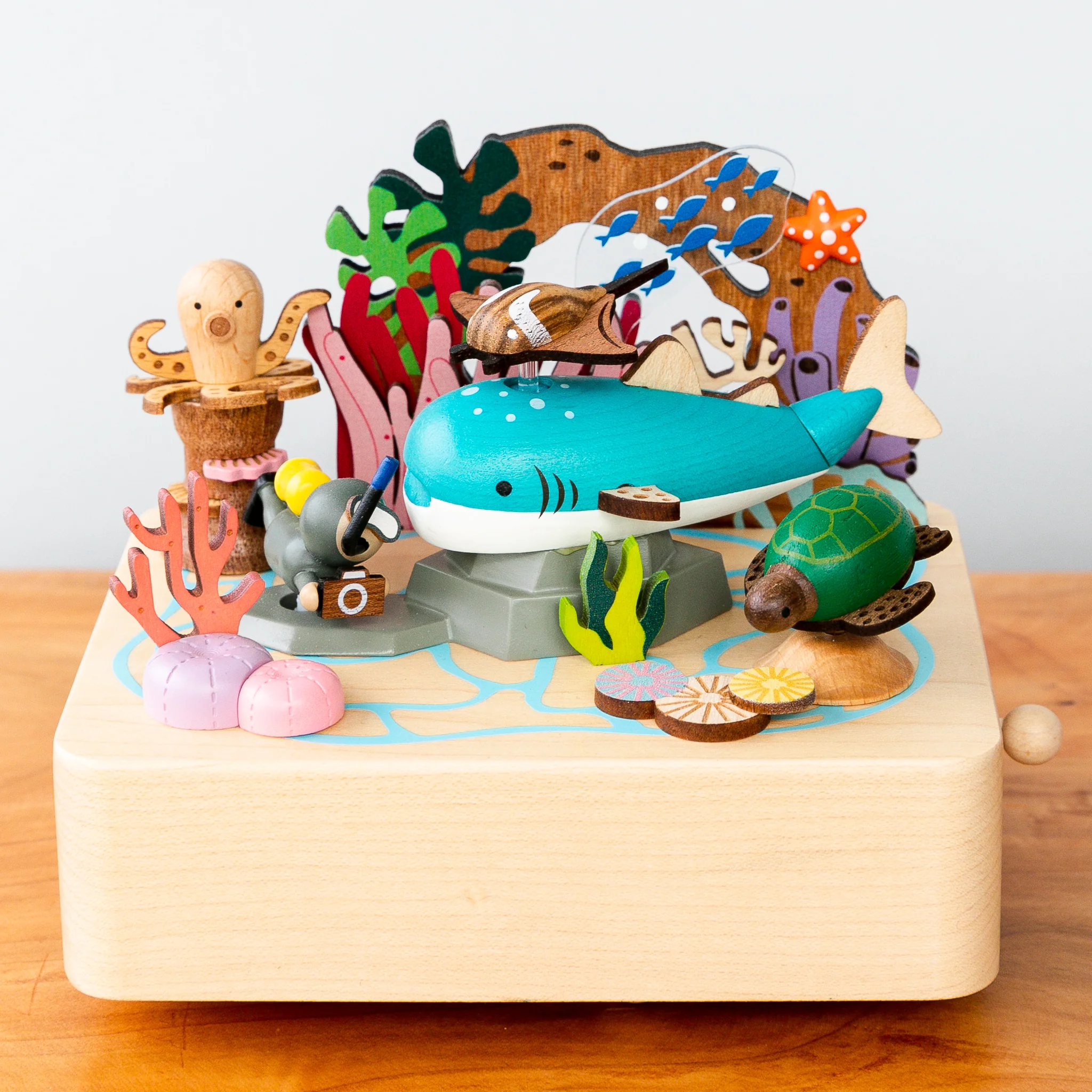 Wooden Music Box - Whale Shark & Sea Friends - Image 2