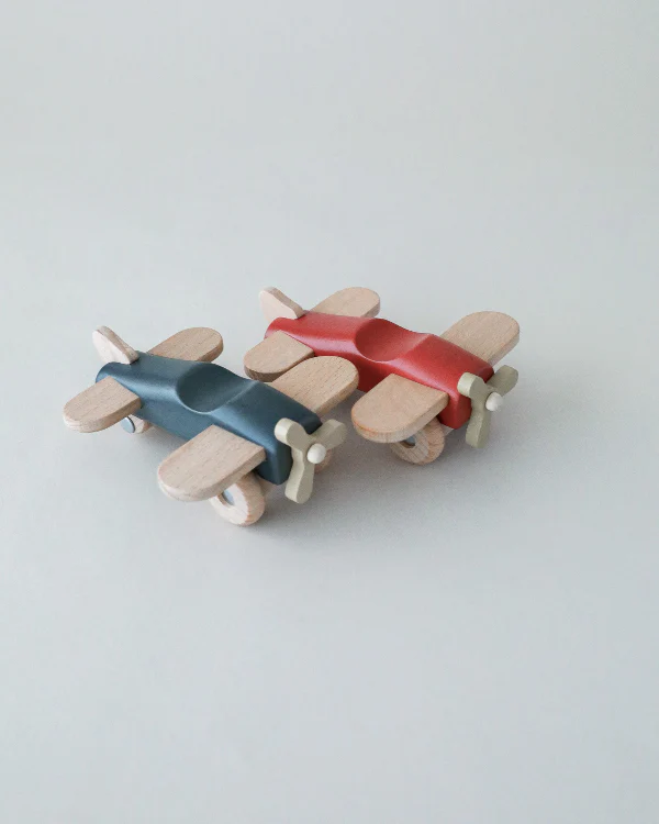 Wooden Toy Airplane - Blue - Image 3