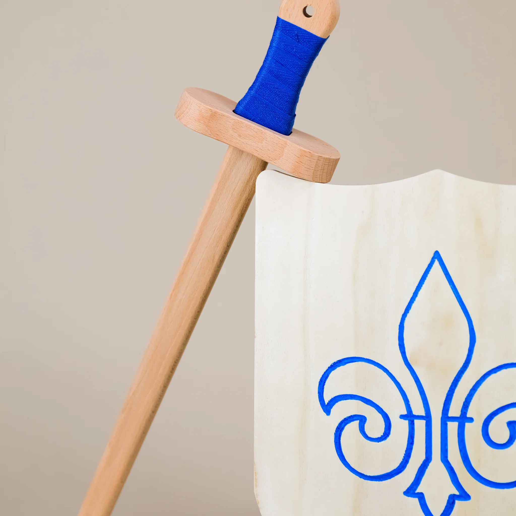 Wooden Toy Sword & Shield - Blue - Image 2